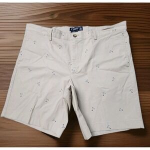 Chaps‎ Men's Flat Front Stretch Shorts Khaki Martini Print Size 40 NWT